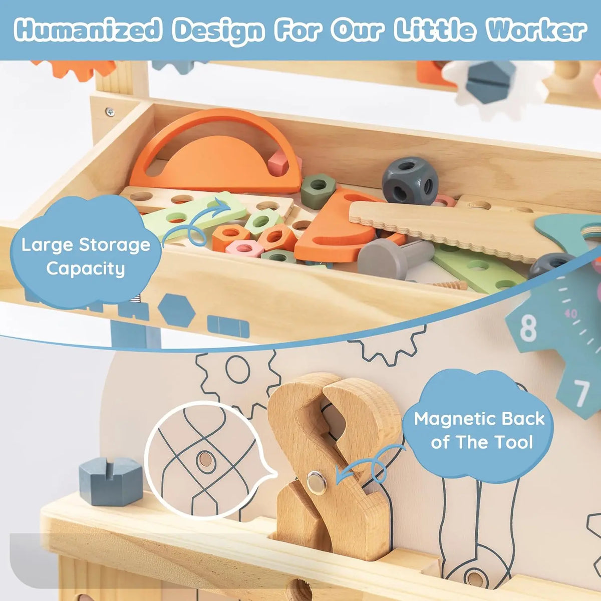 Large Wooden Kids Tool Bench Set