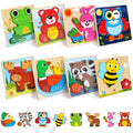 8 Pack Animal Wooden Puzzles Toys