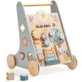Wooden Baby Walker with Activity Center and Storage