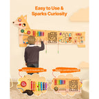 SucceBuy Puppy Kids Wall Busy Panels 12 Activities Board Montessori Sensory Learning Activity Center for Children Playroom Toys