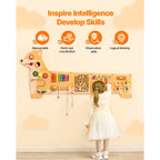 SucceBuy Puppy Kids Wall Busy Panels 12 Activities Board Montessori Sensory Learning Activity Center for Children Playroom Toys