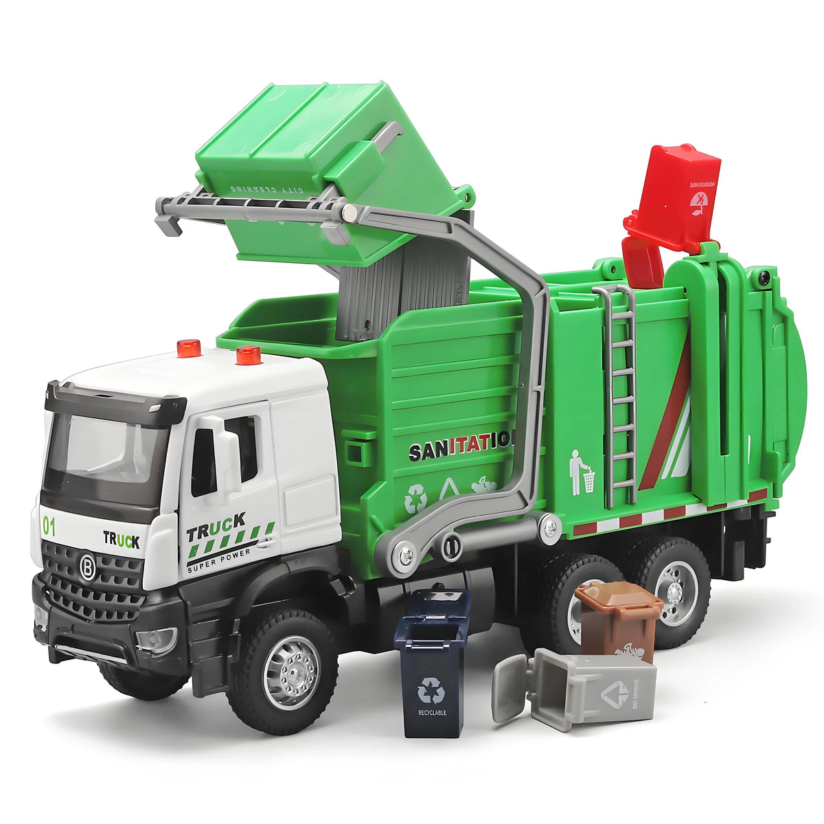 Sanitation Truck with Lights and Sounds, Simulation Recycling Features