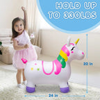 JOYFY Kids Bouncy Unicorn Horse Ride On Toy