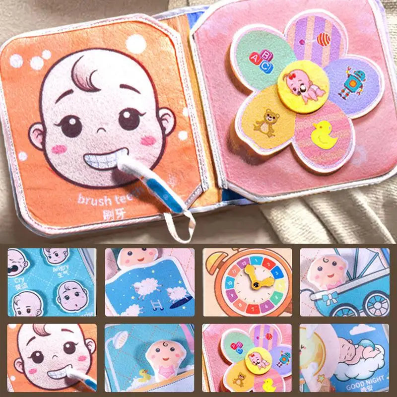 Quiet Sensory Book Soft Cloth Book Cute Cartoon Book Educational Sensory Toy Travel Toys For Boys And Girls
